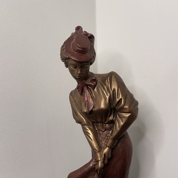 Vintage Bronze Austin Sculpture Lady Golfer “St. Andrews Breeze” Statue 14”H - Picture 2 of 7